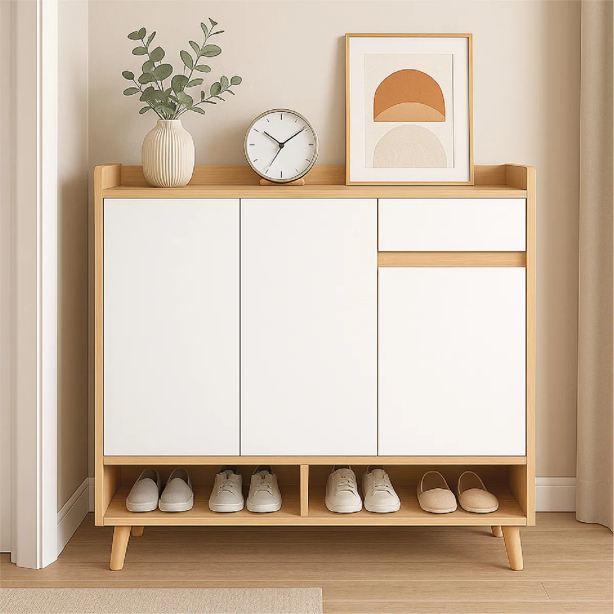 MUNDO ONLINE - Zapatero Bicolor Elegance 3 Puertas Organizador Estante 81 cm