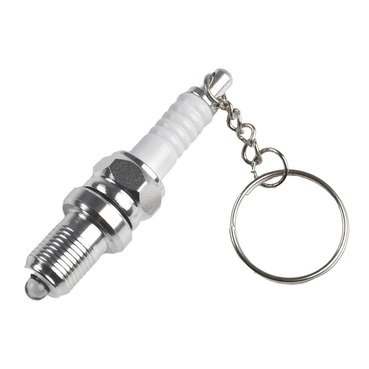 GENERICO - Llavero Metálico Tipo Bujía Con Luz Led Para Regalo Tun Ning