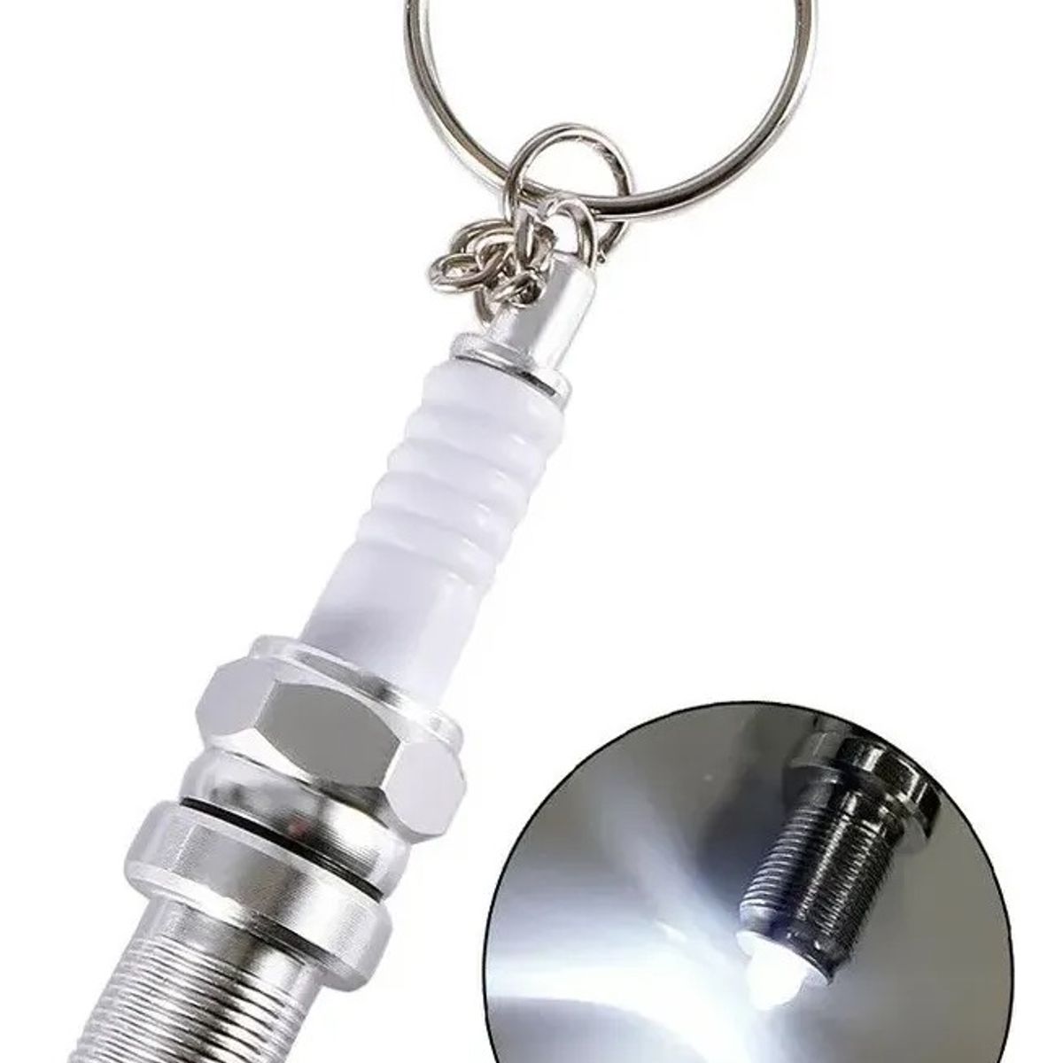 GENERICO - Llavero Metálico Tipo Bujía Con Luz Led Para Regalo Tun Ning