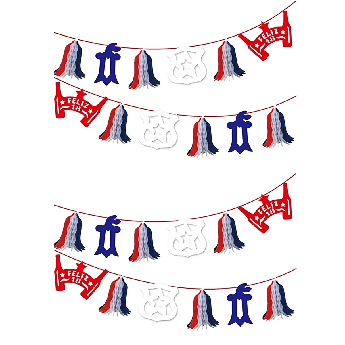 GENERICO - X2 Guirnalda Fiestas Patrias 2.2 Metros Feliz 18 Decoración