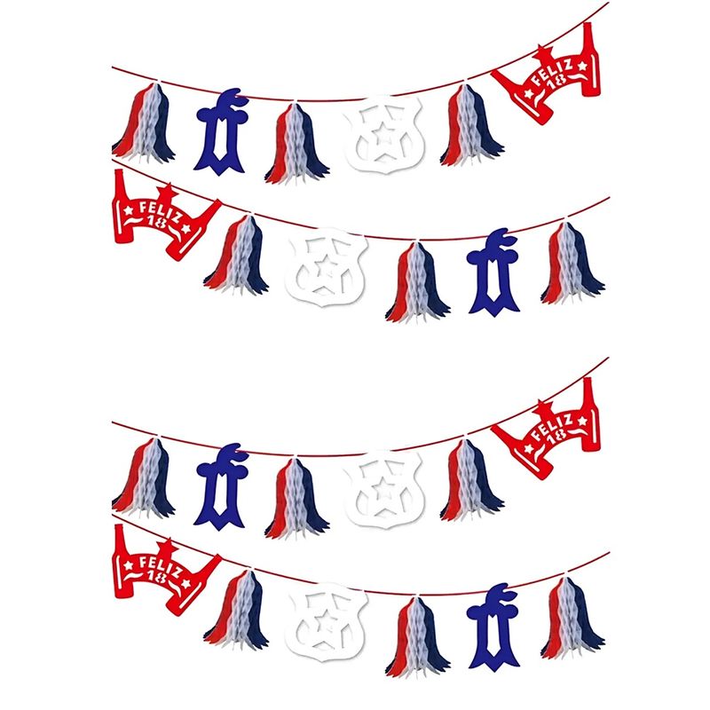 GENERICO - X2 Guirnalda Fiestas Patrias 2.2 Metros Feliz 18 Decoración