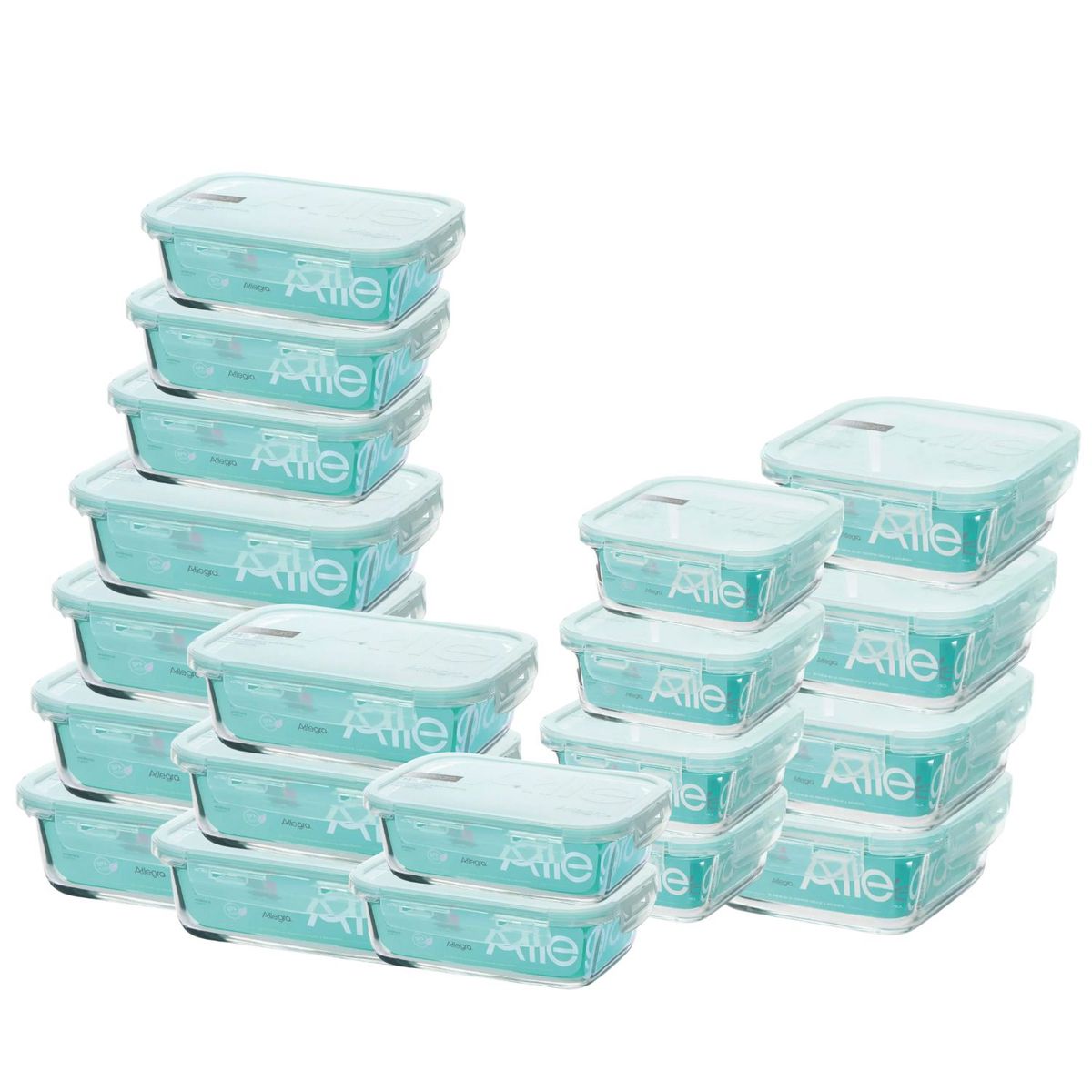 ALLEGRA - Set 20 Contenedores Hermeticos Alimentos De Vidrio Allegra