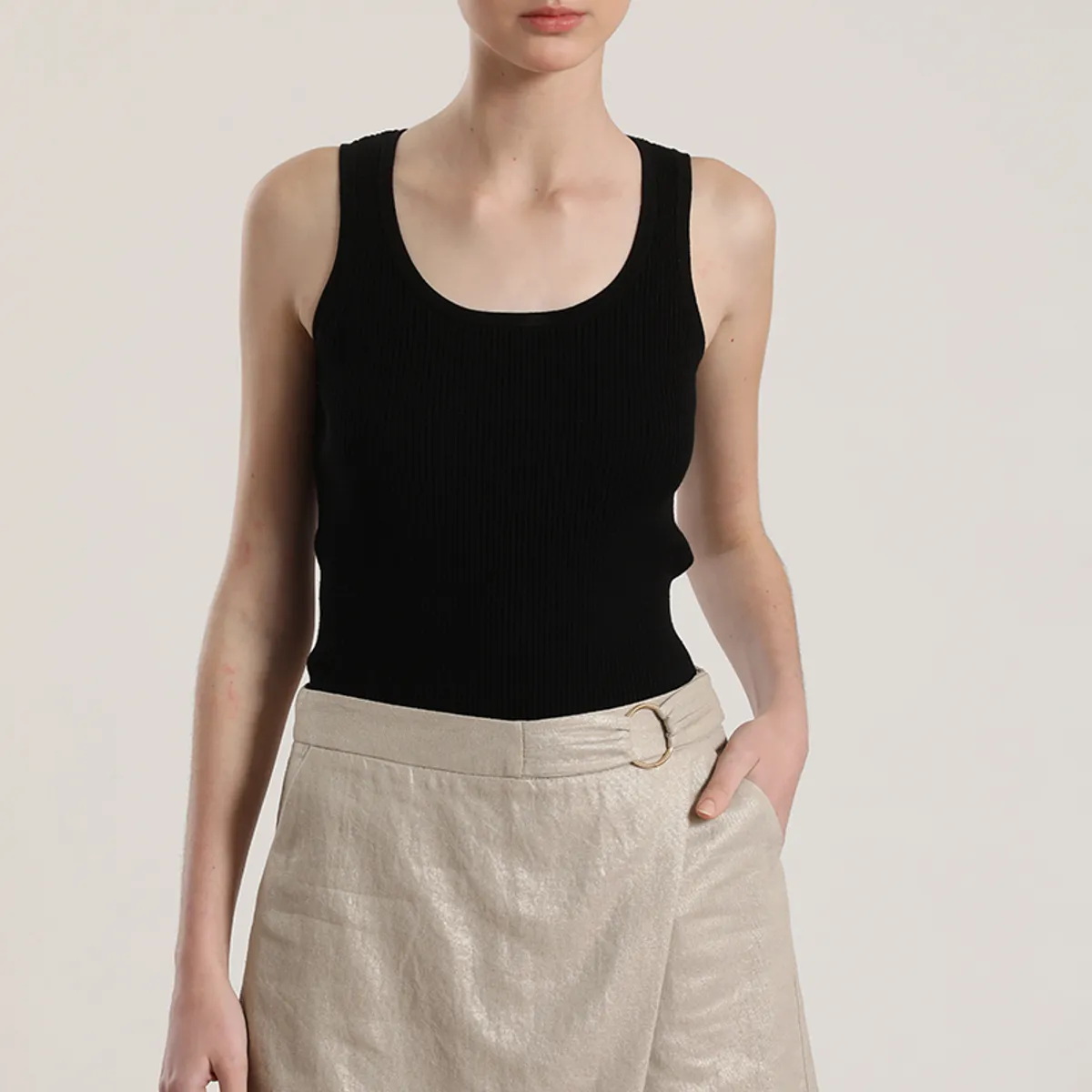 LIOLA - Falda pantalón lino Liola mujer beige