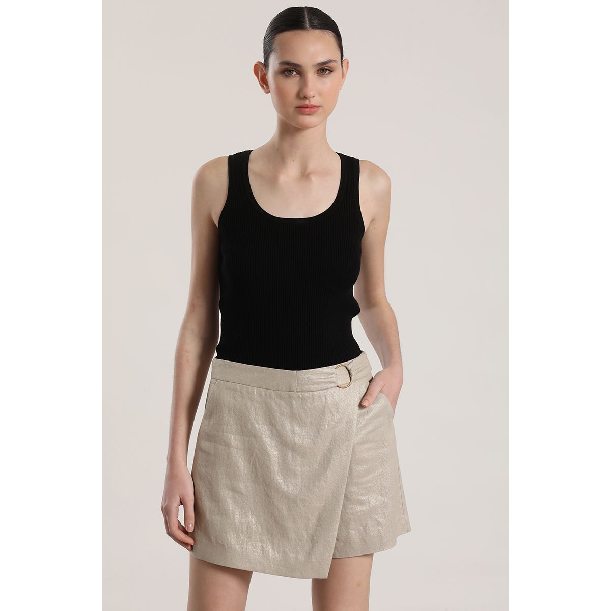 LIOLA - Falda pantalón lino Liola mujer beige