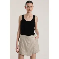 LIOLA - Falda pantalón lino mujer beige