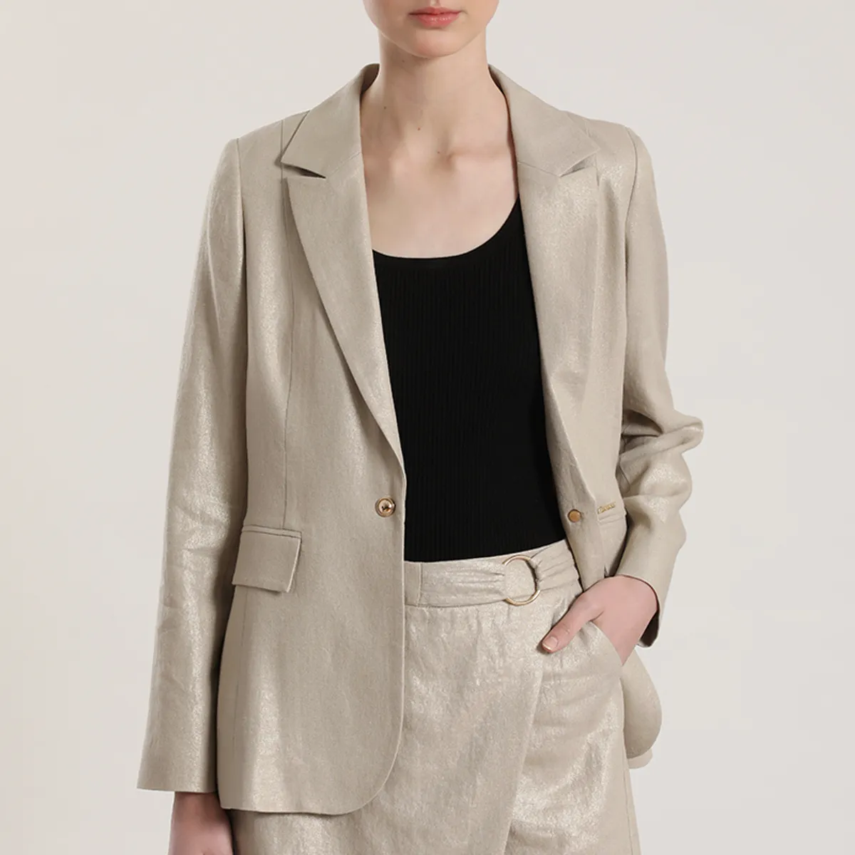 LIOLA - Falda pantalón lino Liola mujer beige