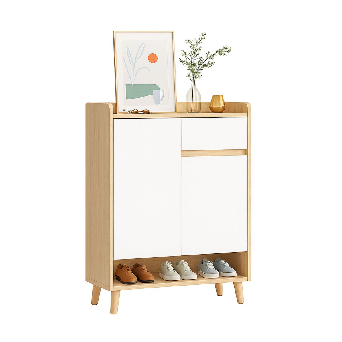 MUNDO ONLINE - Zapatero Bicolor Elegance 2 Puertas Organizador Estante 61 cm