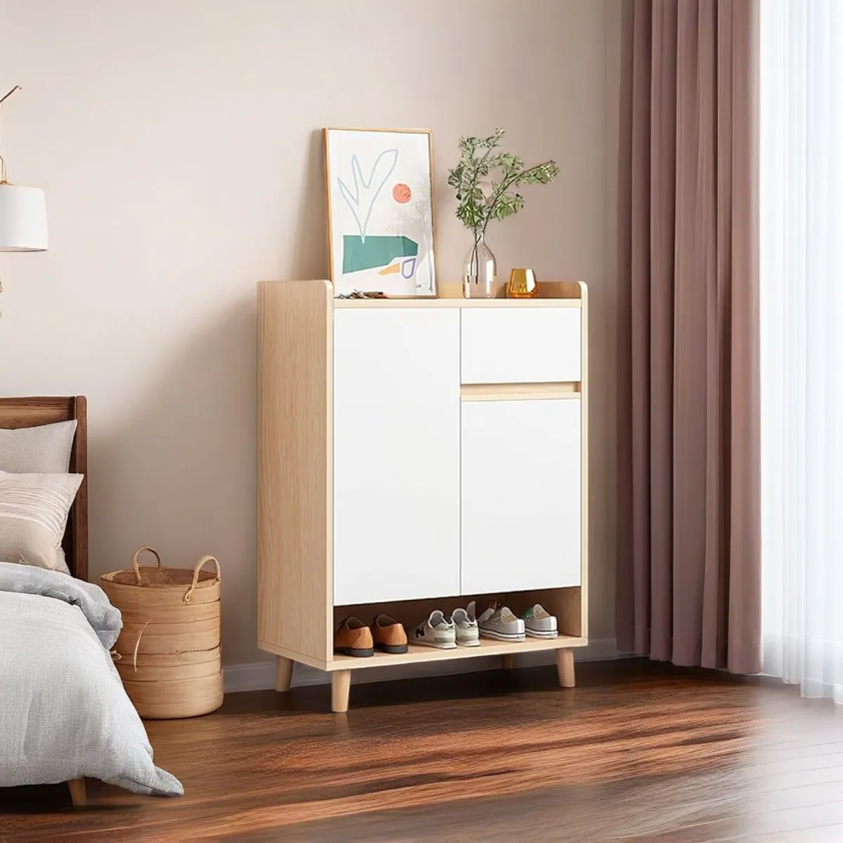 MUNDO ONLINE - Zapatero Bicolor Elegance 2 Puertas Organizador Estante 61 cm