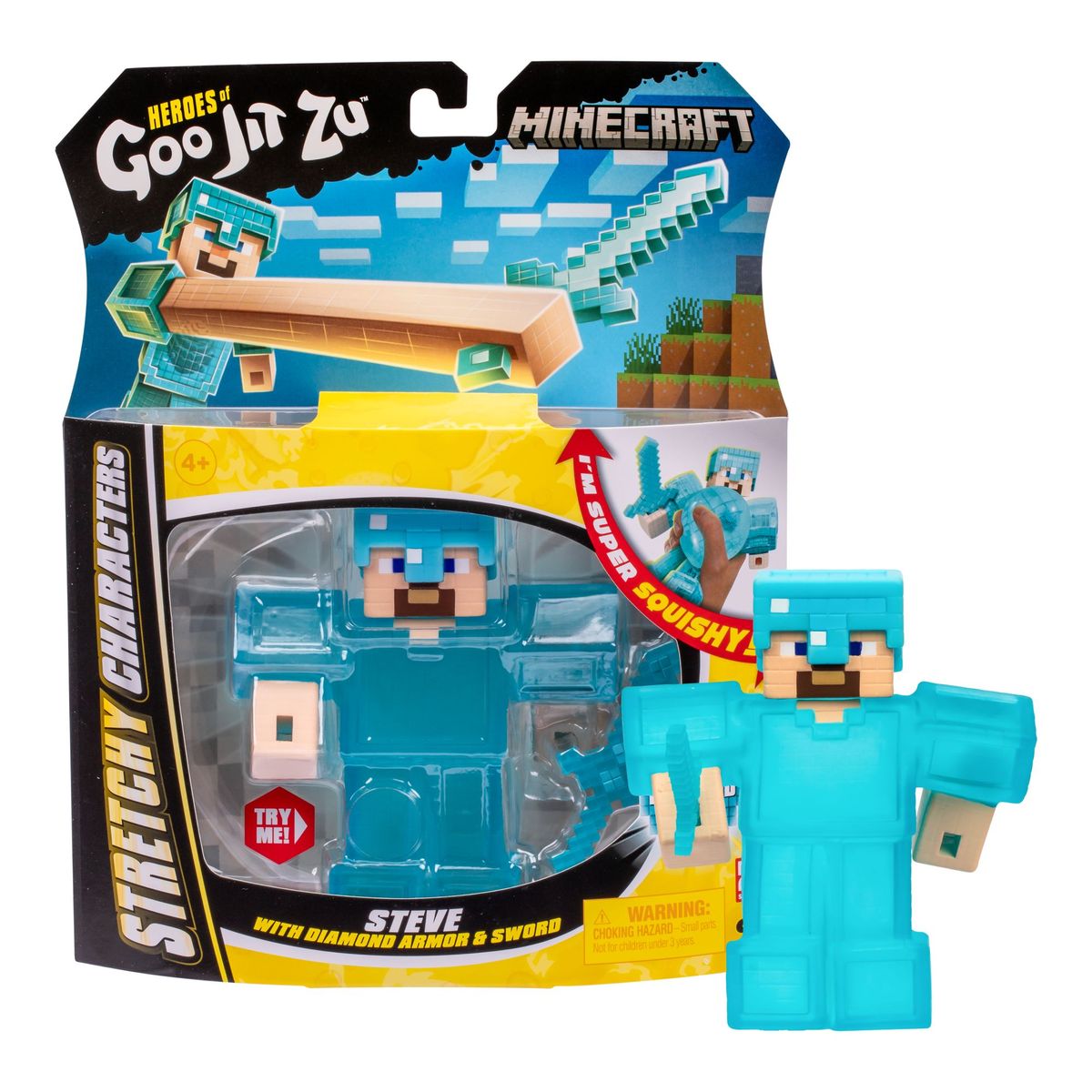 BOING TOYS - Goo Jit Zu Minecraft Steve Diamante Figura Estirable