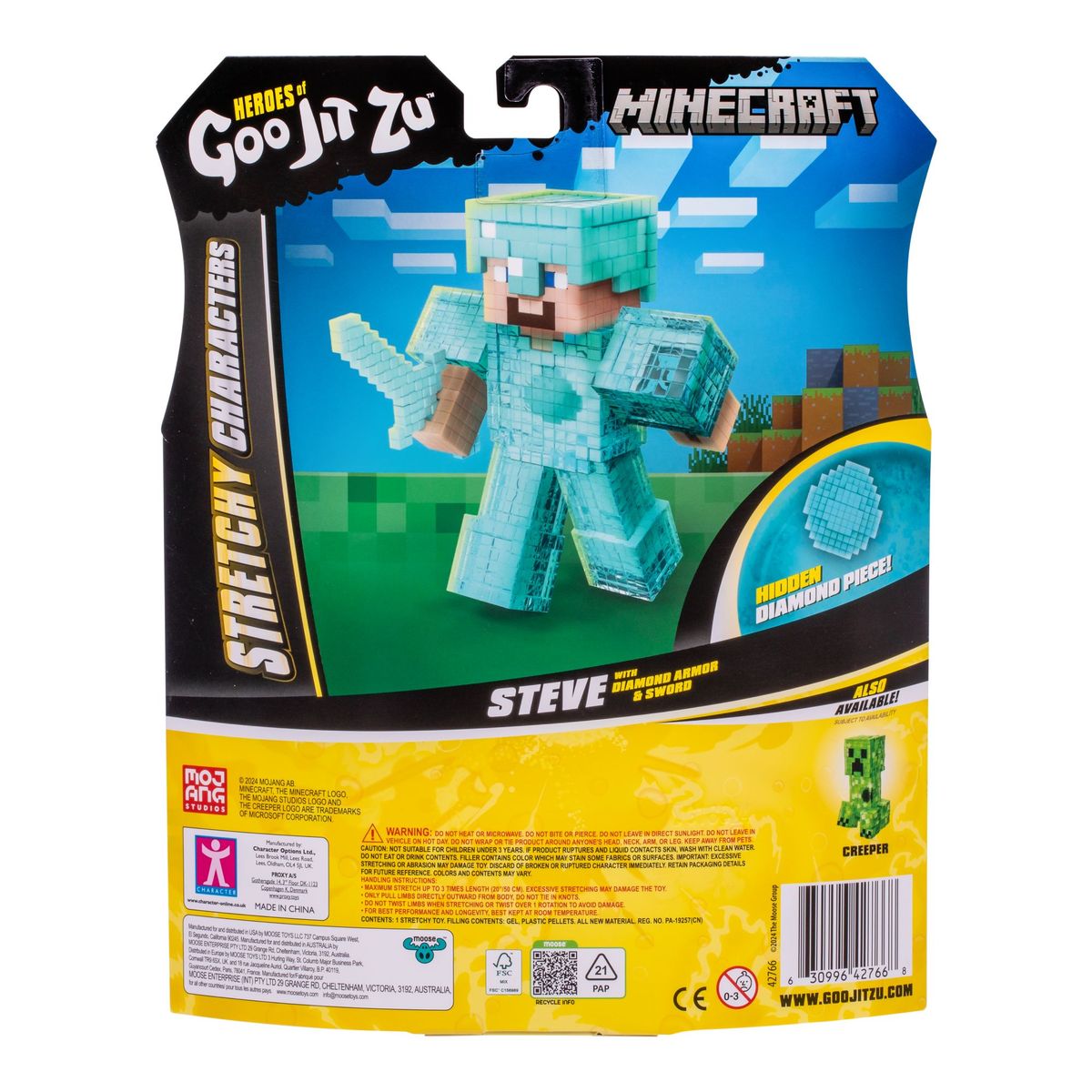 BOING TOYS - Goo Jit Zu Minecraft Steve Diamante Figura Estirable
