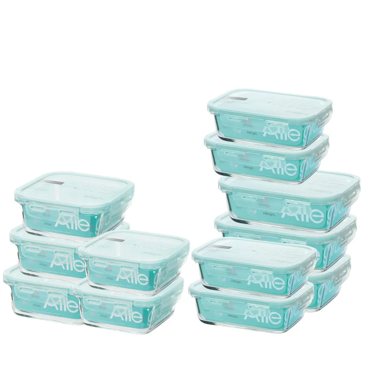 ALLEGRA - Set 12 Contenedores Hermeticos Alimentos De Vidrio Allegra