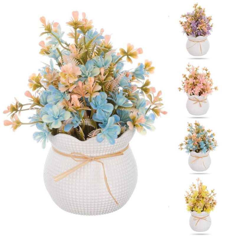 HOMEY - Pack 4 de Macetas Decorativas Homey Con Flor Artificial,20*9cm,4 Color Surtido