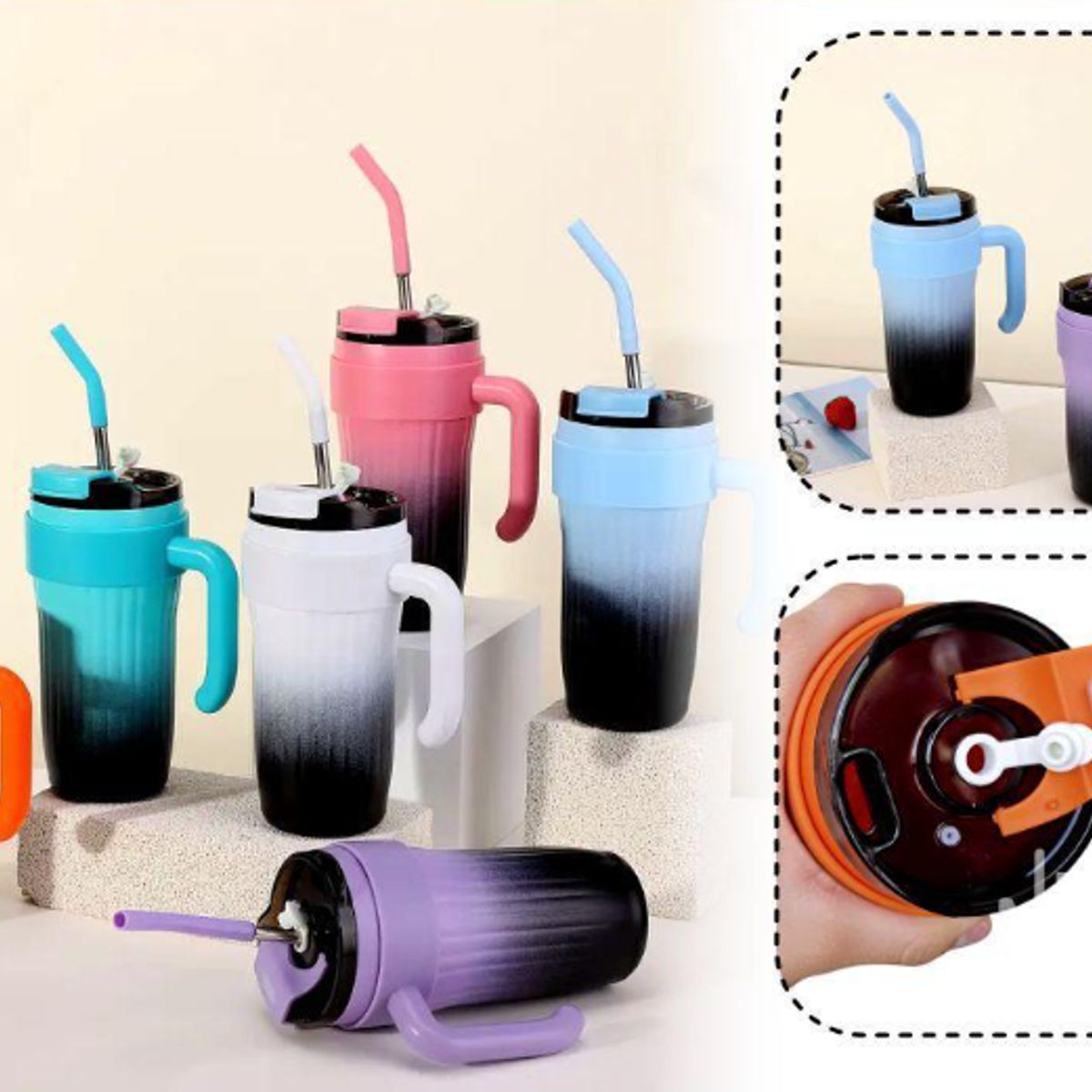 GENERICO - Vaso Térmico Degradé 950ml Color Rosado