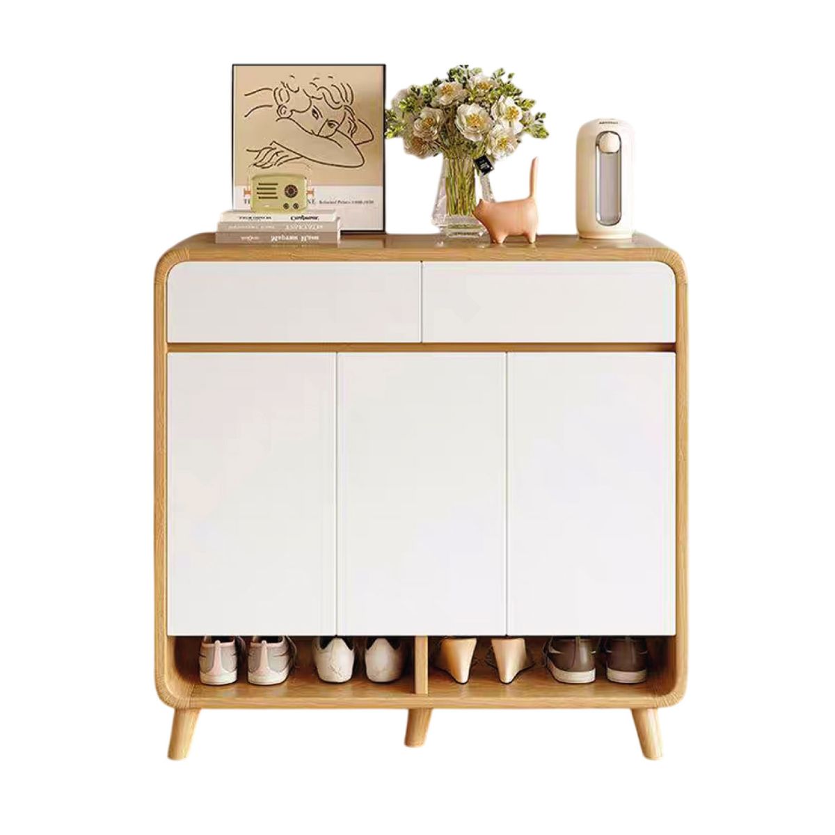 MUNDO ONLINE - Zapatero Bicolor Puertas y Cajones Organizador Estante 100Cm