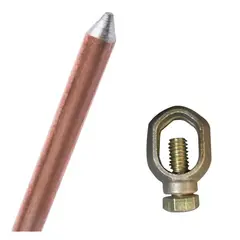 GENERICO - Barra toma tierra 12mm x 1 metro con conector de bronce