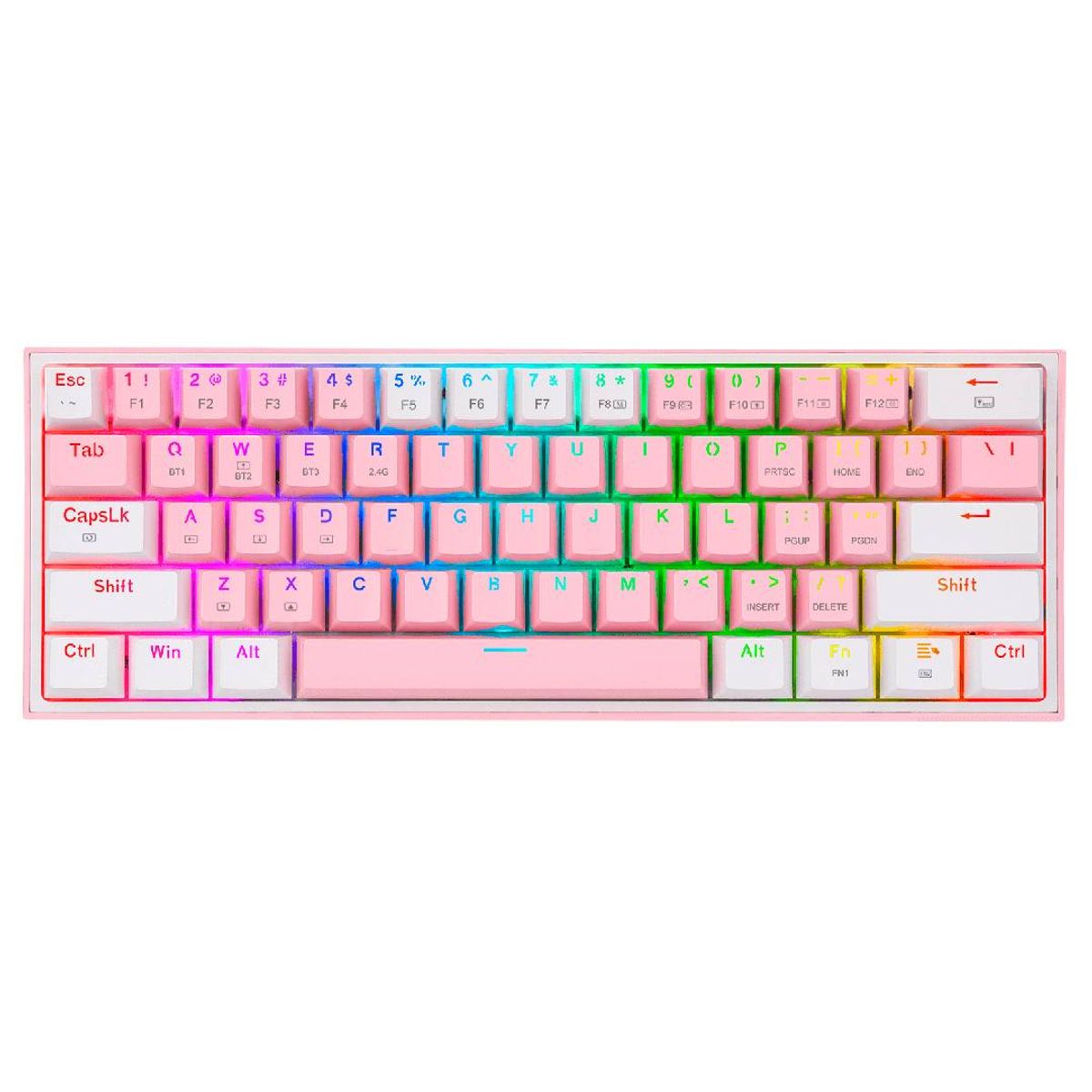 REDRAGON - Teclado Gamer Redragon K616 Fizz Rgb Pro Rosa y Blanco