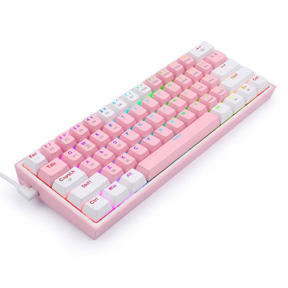 REDRAGON - Teclado Gamer Redragon K616 Fizz Rgb Pro Rosa y Blanco