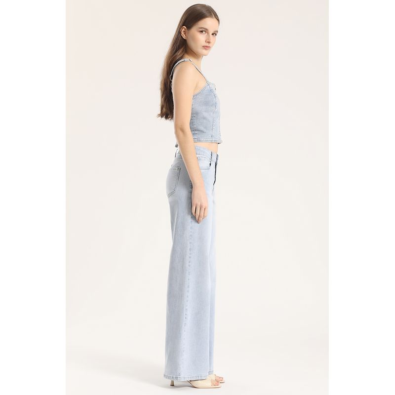 LIOLA - Jeans palazzo relax liola mujer celeste claro