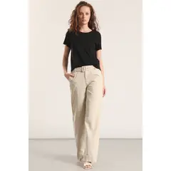 LIOLA - Jeans straight con cinturón mujer beige