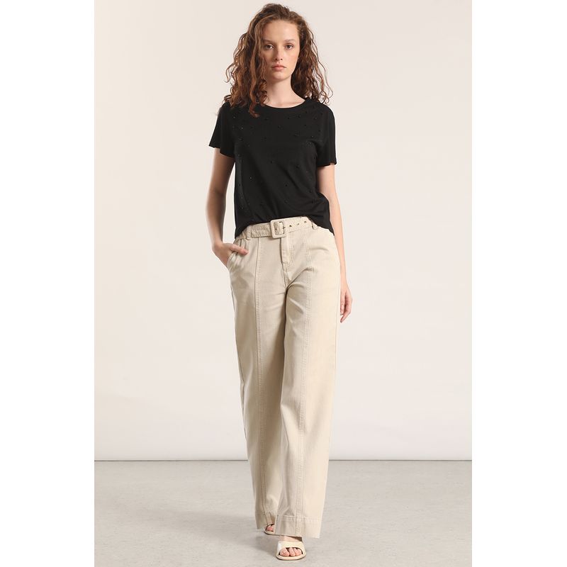 LIOLA - Jeans straight con cinturón liola mujer beige
