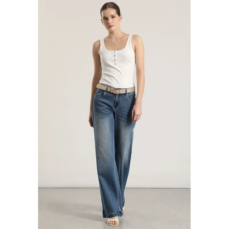 LIOLA - Jeans straight con cinturón liola mujer azul