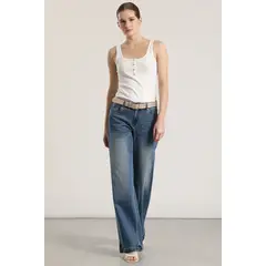 LIOLA - Jeans straight con cinturón mujer azul