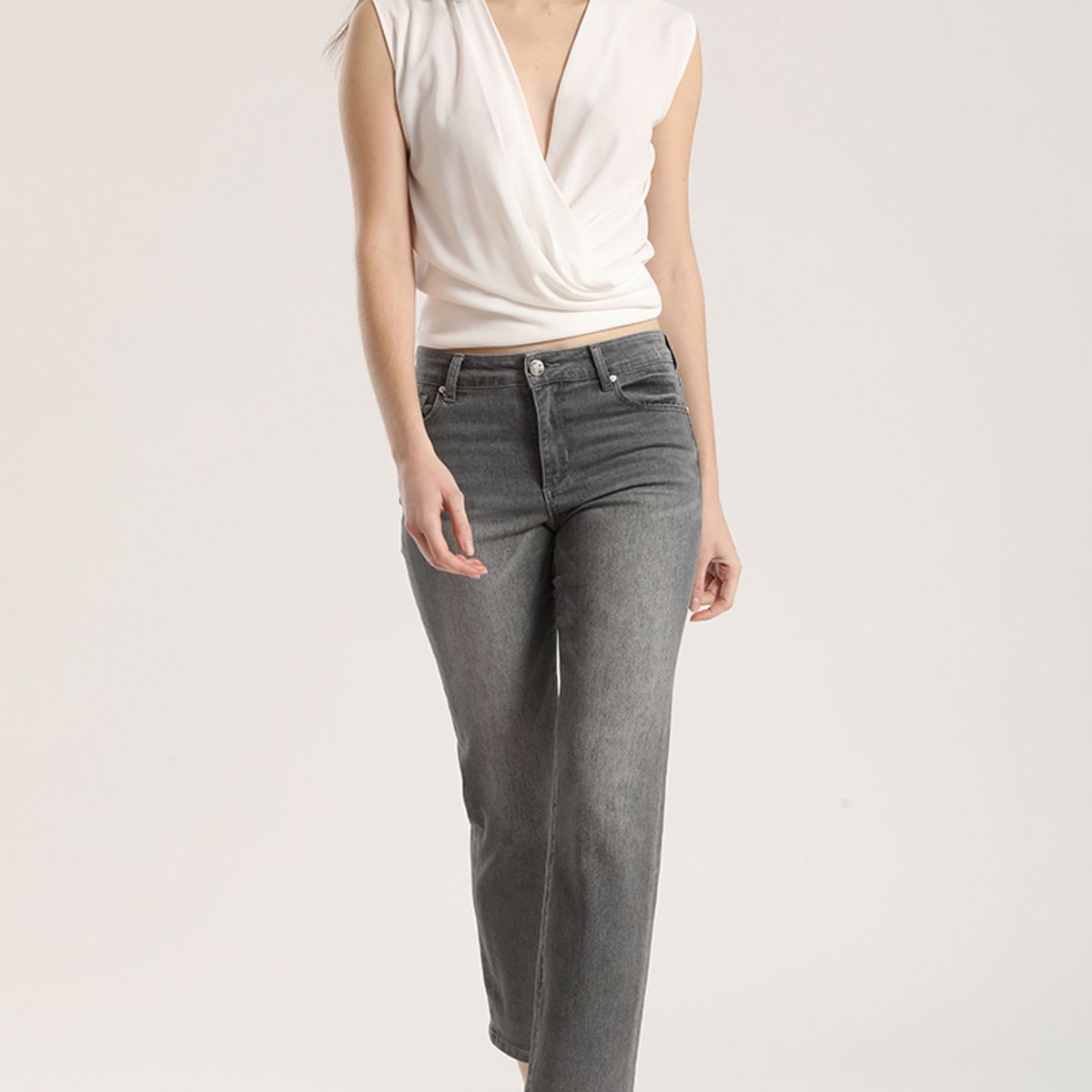 LIOLA - Jeans slim denim liola mujer gris