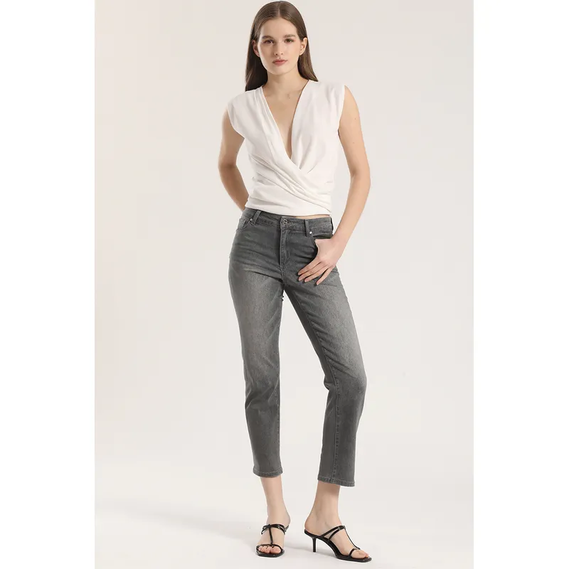 LIOLA - Jeans slim denim liola mujer gris