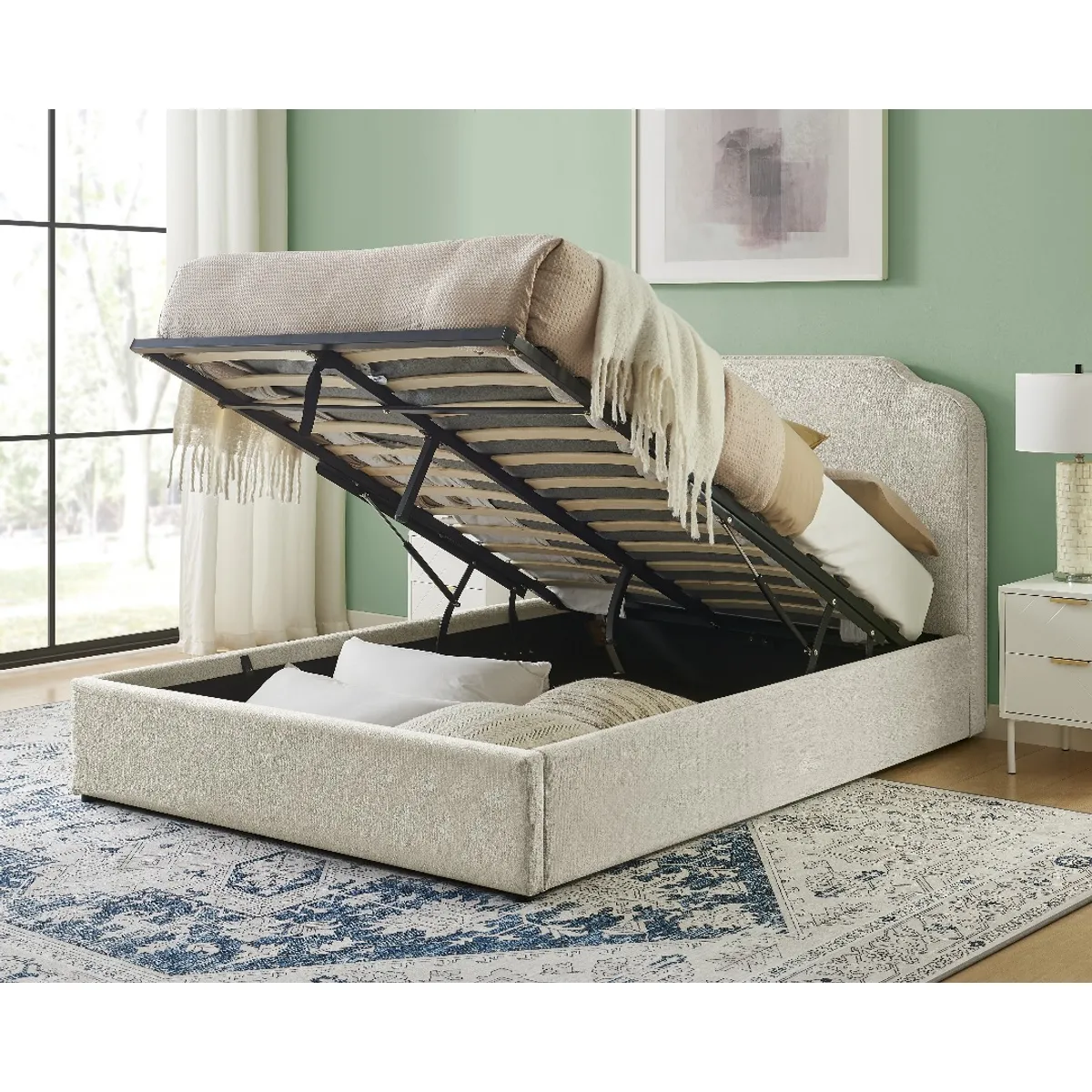 SWEET HOGAR - Cama 2 plazas con respaldo/ almacenamiento incorporado