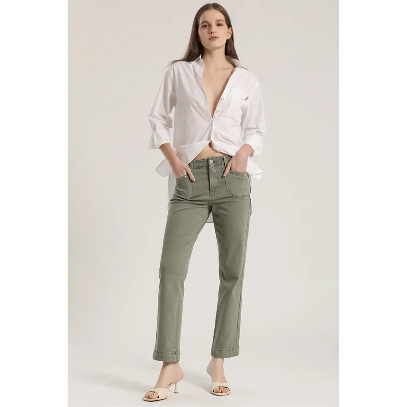 LIOLA - Jeans slim procesado Liola mujer militar