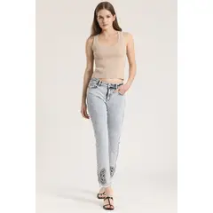 LIOLA - Jeans slim pedreria mujer celeste