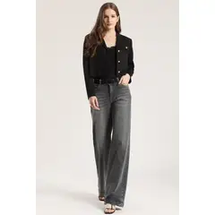 LIOLA - Jeans straight con cinturón mujer gris