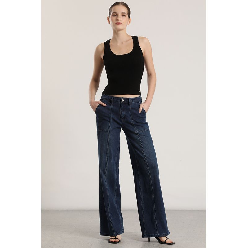 LIOLA - Jeans straight cargo Liola mujer azul