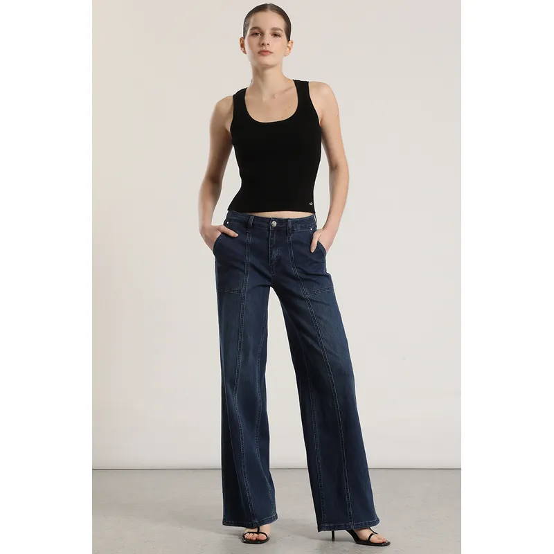 LIOLA - Jeans straight cargo Liola mujer azul