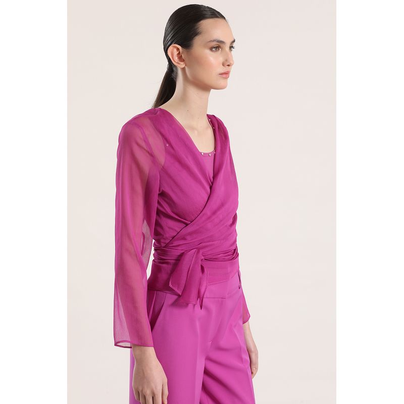 LIOLA - Blusa semitransparente amarras Liola mujer violeta