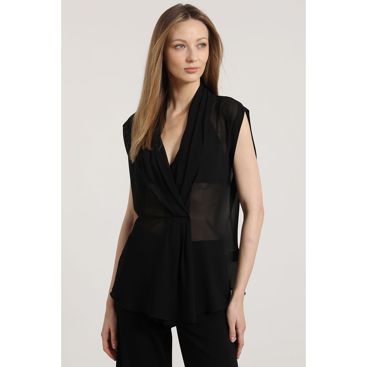 LIOLA - Blusa semitransparente Liola mujer negro