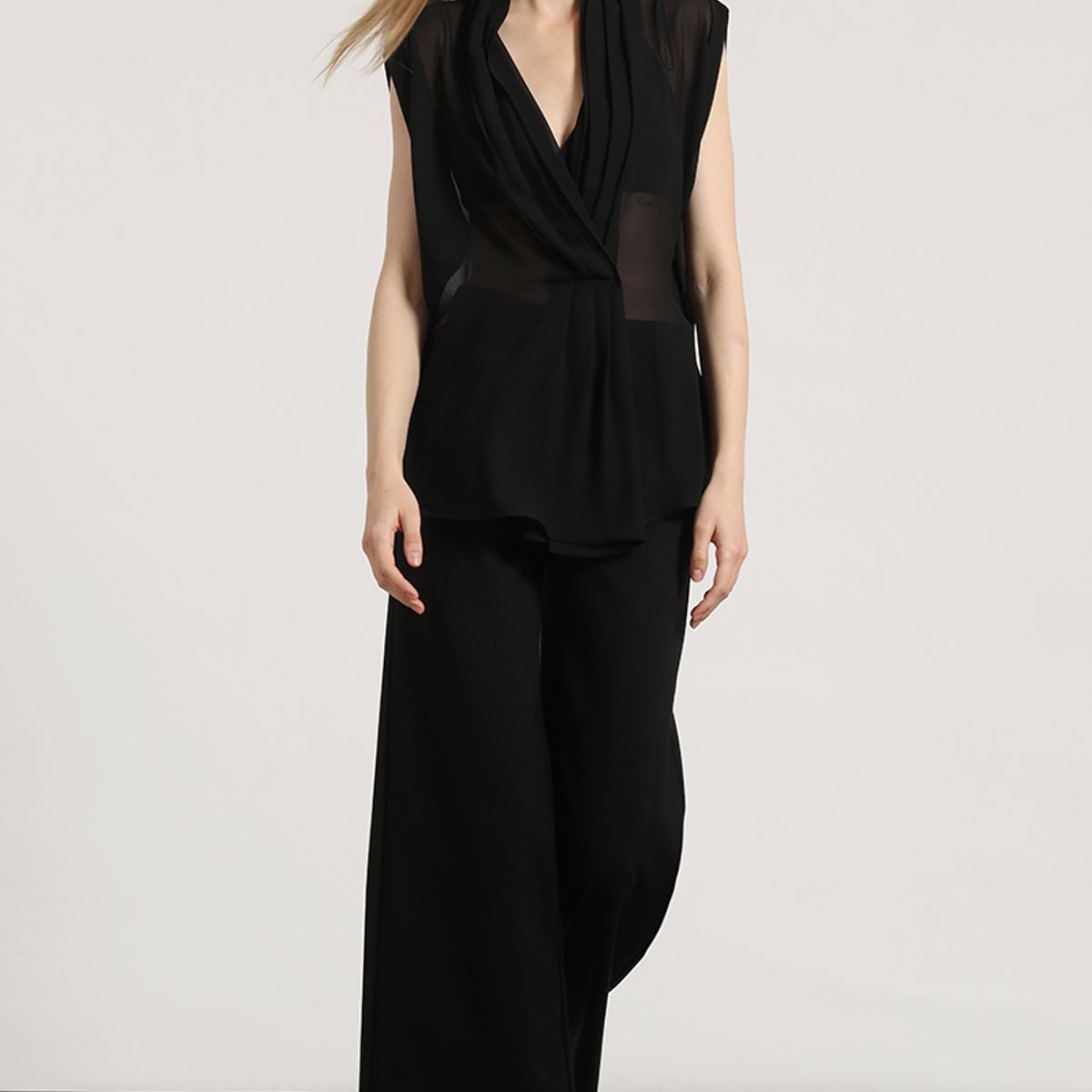 LIOLA - Blusa semitransparente Liola mujer negro