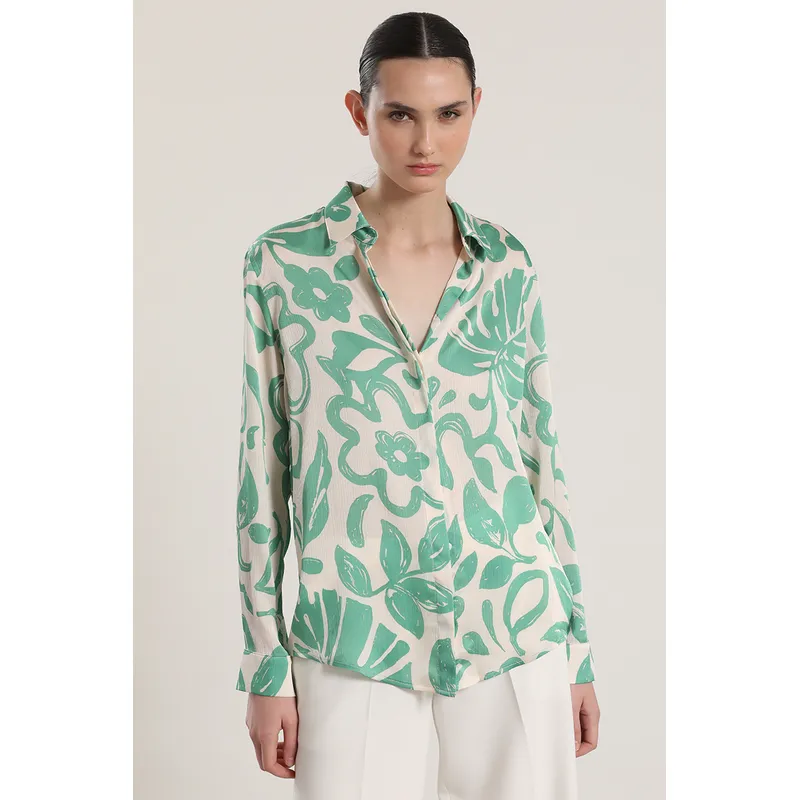 LIOLA - Blusa satin estampado Liola mujer verde