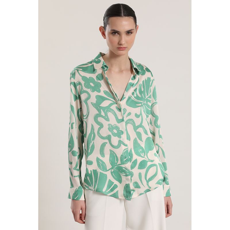 LIOLA - Blusa satin estampado Liola mujer verde