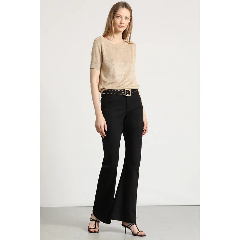 LIOLA - Jeans flare con cinturón liola mujer negro