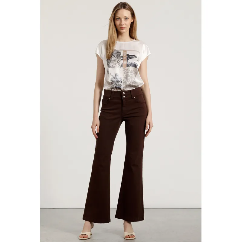 LIOLA - Jeans flare liola mujer chocolate