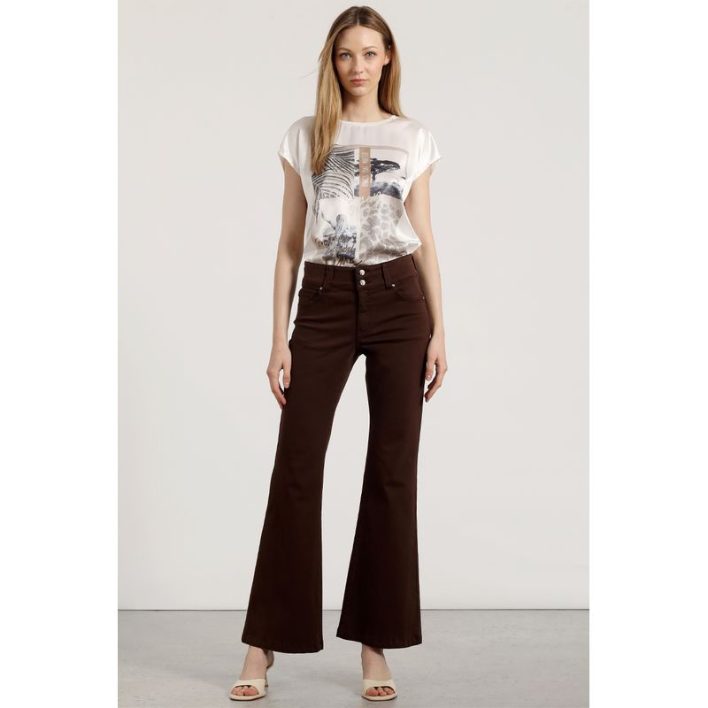 LIOLA - Jeans flare liola mujer chocolate
