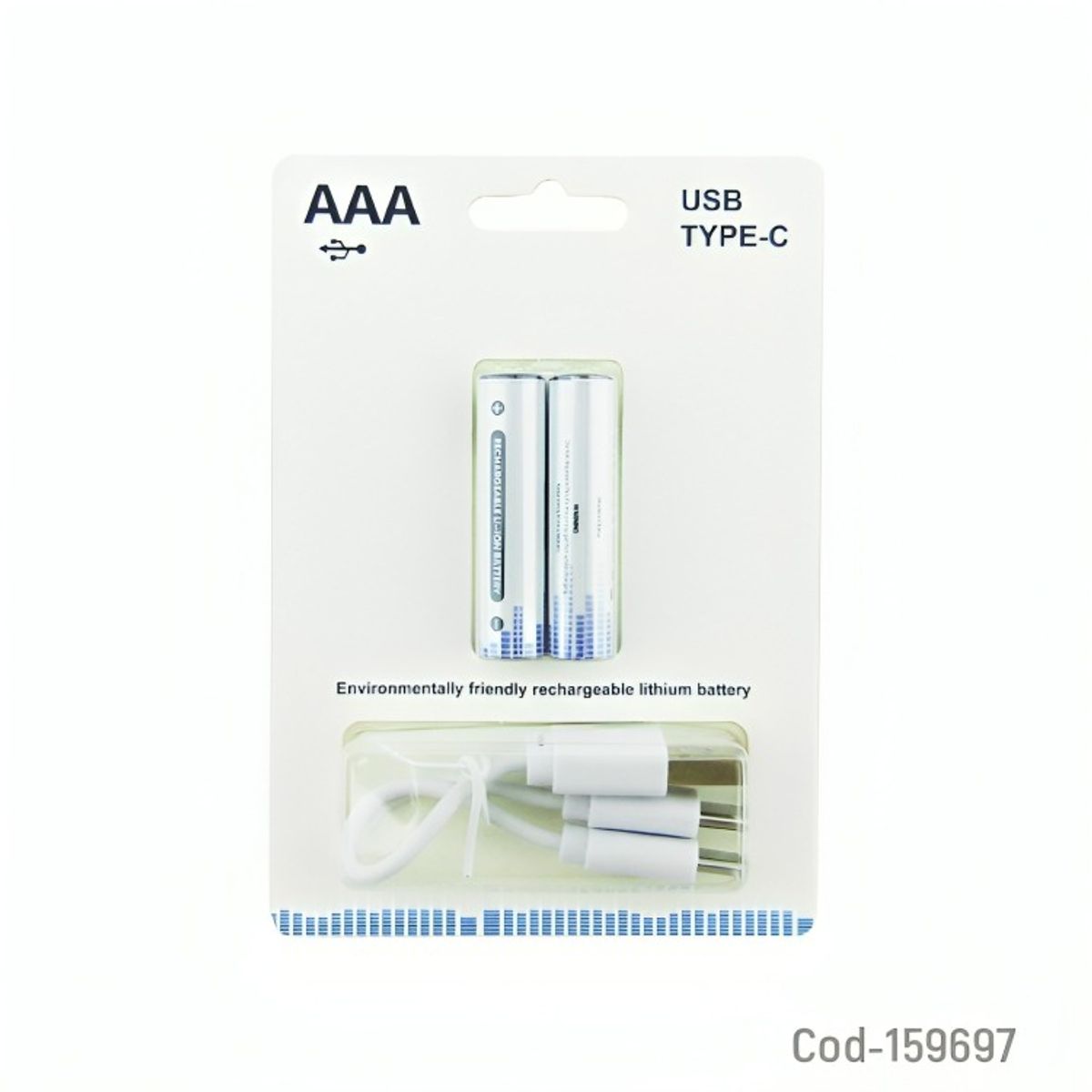 GENERICO - PILA RECARGABLE USB TYPE-C AAA SET X 2 PCS 15 VOLT 600 MWH