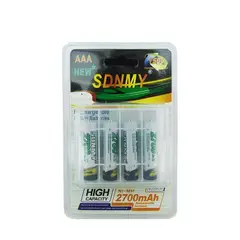 GENERICO - PILA SDNMY AAA SET X 4 PCS 12V RECARGABLE 2700 MAH CAJA PVC