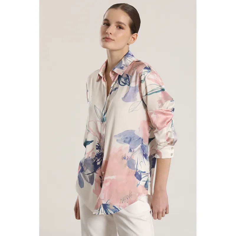 LIOLA - Blusa satin estampado mujer Liola crudo