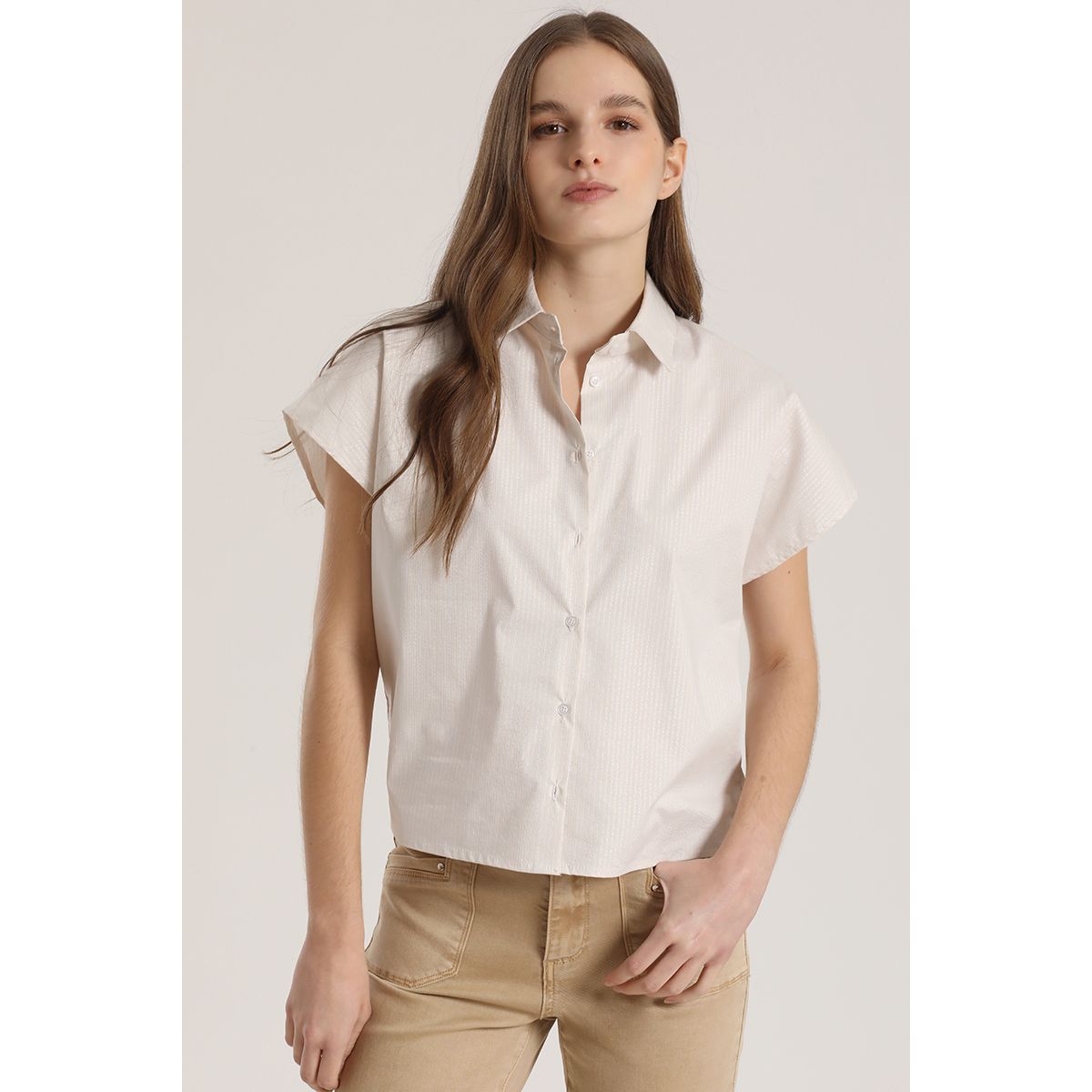 LIOLA - Blusa rayas metalizado liola mujer beige
