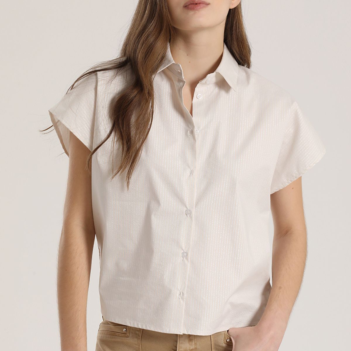 LIOLA - Blusa rayas metalizado liola mujer beige