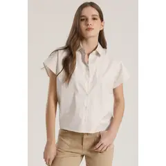 LIOLA - Blusa rayas metalizado mujer beige