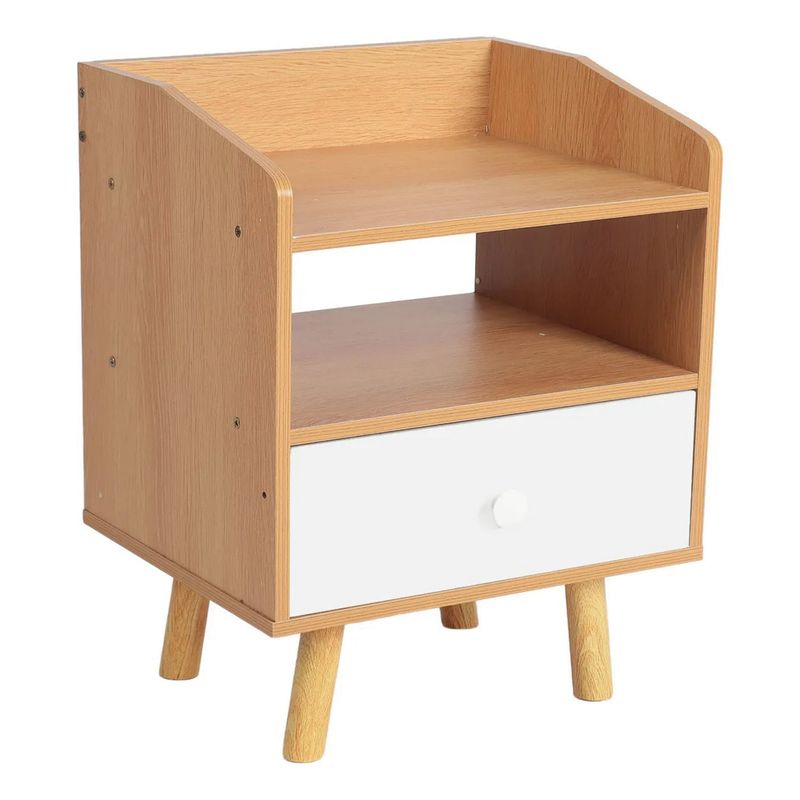 MUNDO ONLINE - Velador Bicolor Nordico 2 Nivel 1 Cajon 46x37x30 Cm