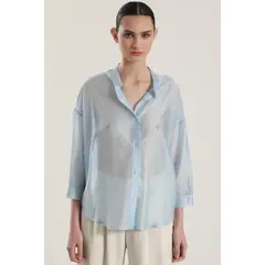 LIOLA - Blusa semitransparente mujer celeste